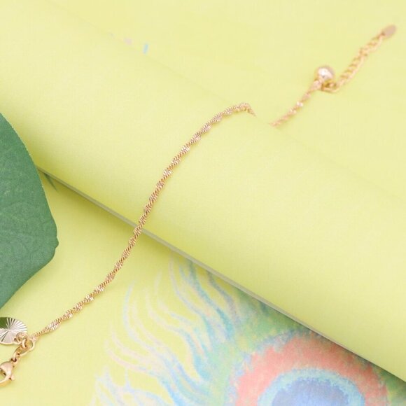 "Delicate Twist Chain Rose Gold Bracelet in Gold-Plated Brass, XPBL1110 - Picture 5 of 13